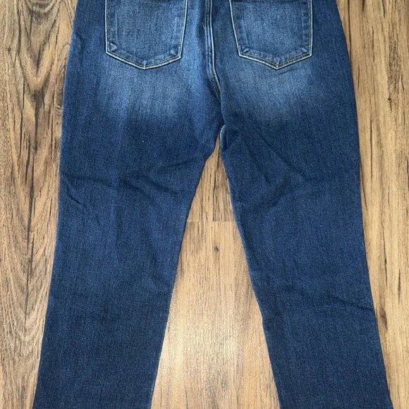 KANCAN WOMENS straight ankle, high rise, distressed hem, dark blue denim Jeans - Picture 7 of 7